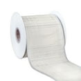 thumbnail image 3 of 3 in. Double Fused White and Silver Plaid Ribbon with Silver Piping, 3 of 4