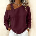 thumbnail image 2 of Purcolt Women's One Shoulder Sweatshirt Long Sleeve Slouchy Pullover with Buckle Strap for Lounge Streetwear Outfits Spring Fall Layering Everyday Tops, 2 of 5