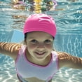 thumbnail image 2 of Glisme Kids Swim Cap Silicone Swimming Cap For Boys Girls Cover Ears Waterproof Bathing Cap Keep Hair Dry Swimming Hat For Hair ,Pink, 2 of 5