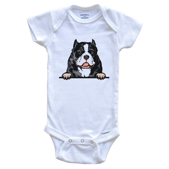 American Bully Dog Breed Cute Baby Bodysuit, 0-3 months white