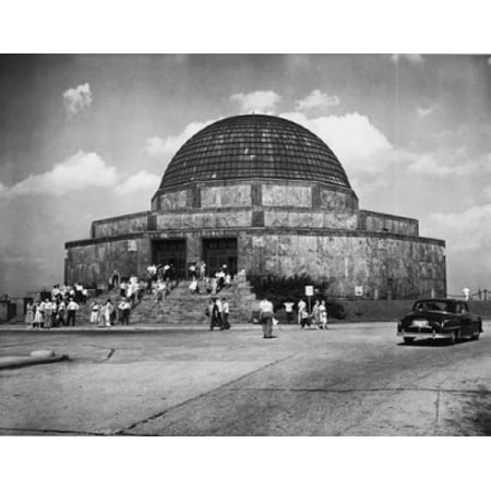 USA Illinois Chicago Adler Planetarium tourists in front of planetarium Poster