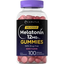 Melatonin 12mg | 100 Vegan Gummies | Berry Flavor | For Men and Women | by Carlyle