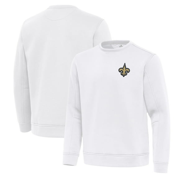 Men's Antigua White New Orleans Saints Relevant Lightweight Pullover Sweatshirt
