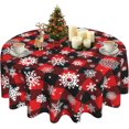 thumbnail image 1 of Christmas Round Tablecloth 60 Inch Buffalo Plaid Snowflake Design AntiWrinkle Waterproof Wipeable Table Cloth Perfect for Festive Kitchen and Home Decoration Ideal Holiday Gift, 1 of 1