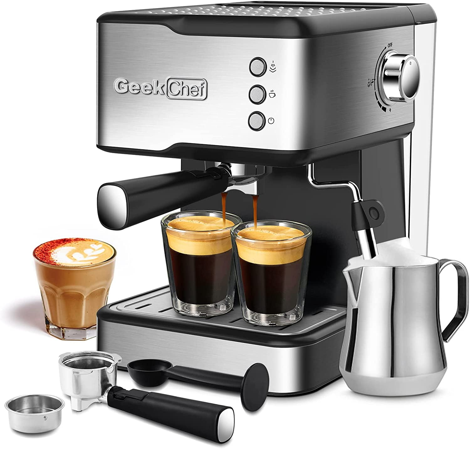 Geek Chef Espresso Machine, 20 Bar Pump Pressure Espresso & Cappuccino