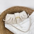 thumbnail image 4 of Bolso de hombro plisado Color sólido PU Cuero Cloud Underarm Bag para fiesta (Blanco), 4 of 9