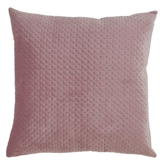 SARO Coussin Carré en Velours Pinsonic Rempli de Poly 18 Po. - Rose