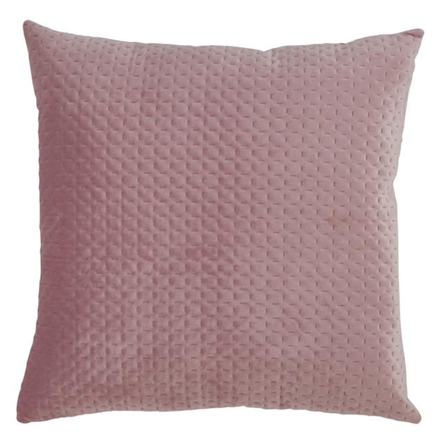SARO Coussin Carré en Velours Pinsonic Rempli de Poly 18 Po. - Rose
