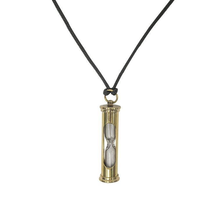Vintage Miniature Brass 10 Second Sand Timer Glass Necklace Pendant Jewelry Gift Vintage Miniature Brass 10 Second Sand Timer Glass Necklace Pendant Jewelry Gift
