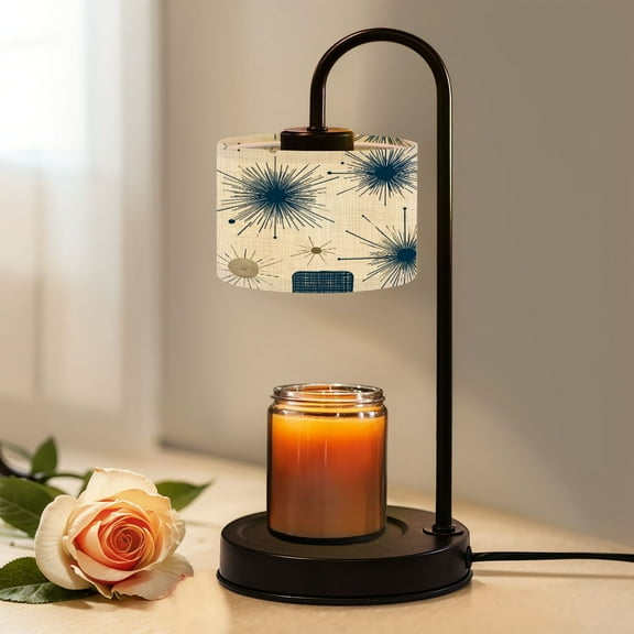 Candle Warmer Lamp with Timer, Mid Century Retro Abstract Geometric Space Vintage Non-slip Wireless Remote Control Wax Melts Warmer with 4 Bulbs for Home Office Dorm, Birthday Gifts for Women