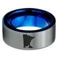 thumbnail image 2 of Tungsten Minnesota North Star State Common Loon Band Ring 8mm Men Women Comfort Fit Blue Flat Cut Brushed Gray Polished, 2 of 4
