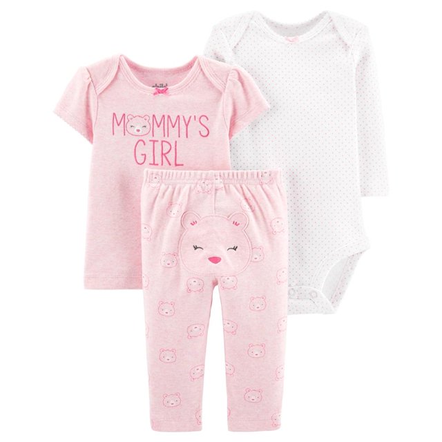 Conjunto Carter's 3 piezas Playera, Body y Leggins Talla 6-9 Rosa