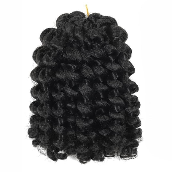 Zhuge Bounce Crochet Hair 8 Inch,Wand Curl Crochet Hair,Short Curly Braiding Hair Jumbo Passion Twist Crochet Hair for Women,6Pack,Jet Black