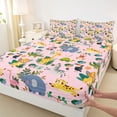 thumbnail image 3 of Manfei Jungle Leopard Cheetah Twin Sheet Set,Zoo Giraffe Elephant,Breathable Decor For Teens,3-Piece, 3 of 7