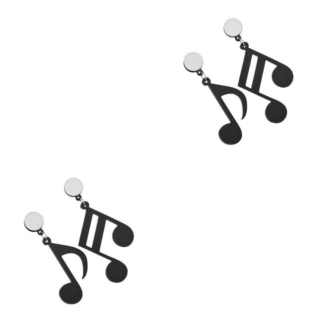 Qarigey 1 Pair Musical Note Women Earring Work Fashion Asymmetric Ear Dancing Daily Decoration Jewellery Metal Earrings Casual 2.1x1.8 cm 2piezas