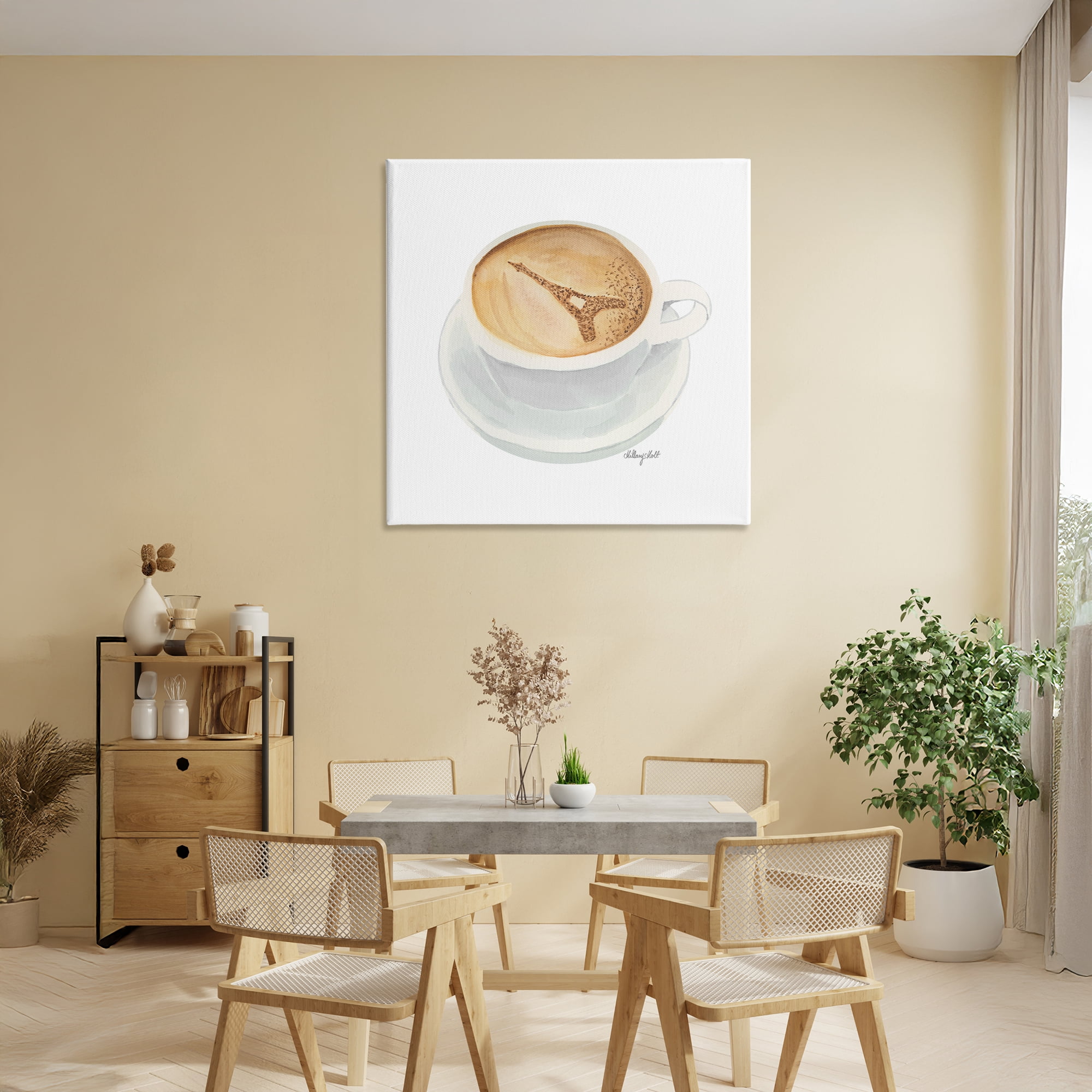 Stupell Industries Eiffel Tower Latte Canvas Wall Art, design by Hillary Holt
