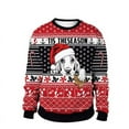 thumbnail image 4 of Clothing Wholesale Unisex Men Women 2024 Ugly Christmas Sweater Santa Elf Christmas Funny Fake Hair Sweater Autumn Winter Tops (2,M), 4 of 7