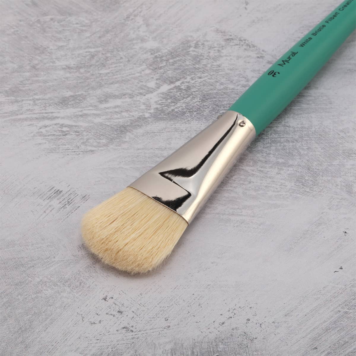 Creative Mark Art Supplies Large Mural Natural Hog Bristle Paint Brush - Flat #30 - 2 Pack - Artist Supplies for Acrylics, Watercolors, and Oils - Durable, Resilient, Seamless Ferrules