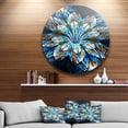 thumbnail image 4 of Designart 'Turquoise Fractal Flower in Dark' Floral Circle Metal Wall Art, 4 of 5