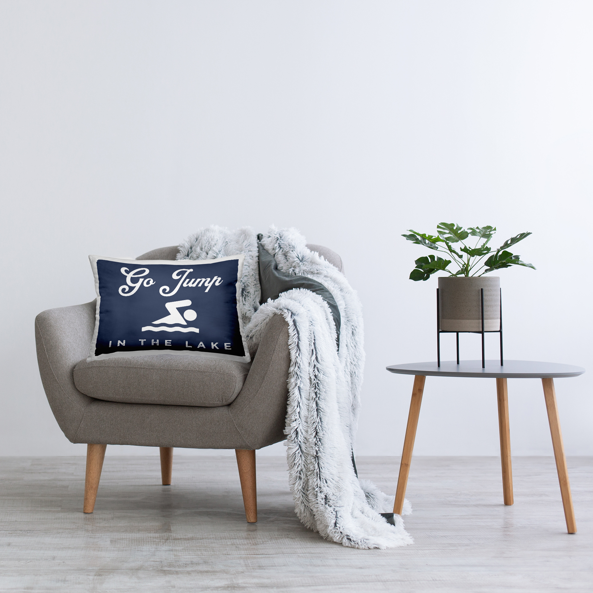 Stupell Industries Blue Jump in Lake Decorative Printed Throw Pillow, 14 x 20