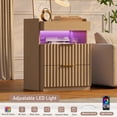 thumbnail image 4 of Homfa Nightstand with 2 Drawers Set of 2, Sofa Table with Charging Station & LED Lights for Living Room, Modern Wooden Storage Cabinet for Bedroom，Wood Grain, 4 of 11