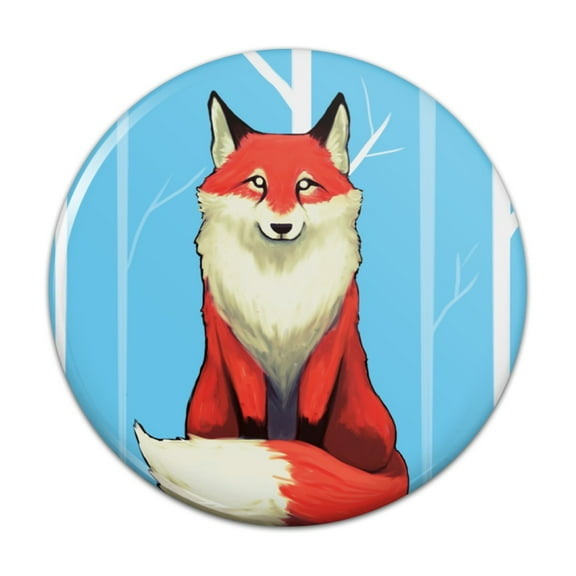 Fox on Tree Stump Pinback Button Pin