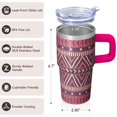thumbnail image 3 of Bohemian Style 20oz Tumbler with Lid and Straws, Insulated Stainless Steel Travel Coffee Cup, Double Wall Vacuum Mug, Leakproof, 3 of 5
