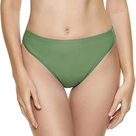 ASFGIMUJ Women Vintage Print Low Waist Brazilian Bikini Bottom Swimwear Briefs Beachwear Brazilian Bikini Bottom Side Tie Thong Bathing Swimbottom