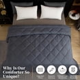 thumbnail image 3 of 120x132   Comforter  Season   Size Microfiber Comforter Quilted Down Alternative Duvet Insert with 8 Corner Tabs 120 x 132 Dark Grey, 3 of 7
