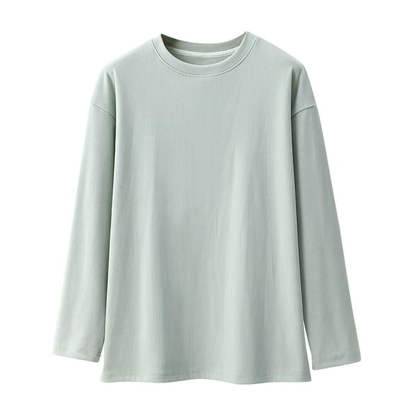 Kilaqueen Ribbed Knit Thermal Underwear for Women Solid Color Long Sleeve Comfy Fall Winter Shirts Casual Regular Layer Base Tops