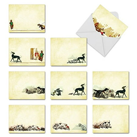 'M3979 HOT DOGS' 10 Assorted All Occasions Greeting Cards Feature Vintage Dog Illustrations with Envelopes by The Best Card