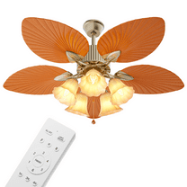 mollie 51" Ceiling Fan with Remote Control, 6 Wind Speed, Timer, Tropical Indoor and Outdoor Reversible Ceiling Fan without Light Bulbs for Patio Bedroom, Gold