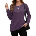 thumbnail image 3 of TARAINYA Women's Daily Wear Long Sleeve Sweatshirt Casual Loose Round Neck Pullover with Pockets, 3 of 9
