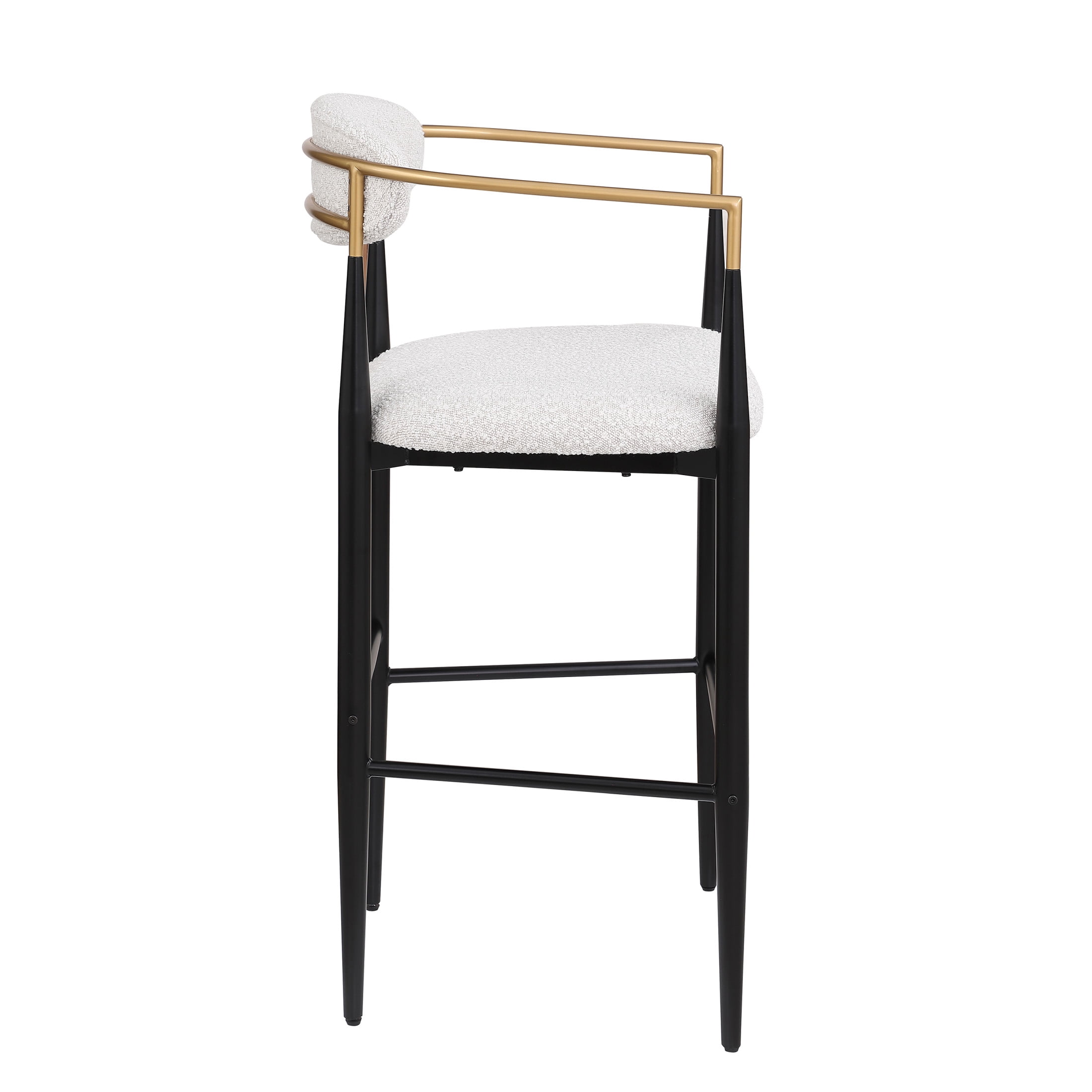 Noble House Boise Barnes Modern Glam Beige, Black, & Gold Colored Cushioned Bar Stool
