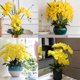 thumbnail image 5 of Flores artificiales de Phalaenopsis de 37" 6 piezas de flores artificiales de orquídea con tallo para decoración del hogar, amarillo, 5 of 6