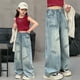 thumbnail image 3 of WILLBEST Jeans Mujer Pantalones Vaqueros de Pierna Ancha para Niñas, Cintura Alta, Banda Elástica, Informales, Con Bolsillos, para Niños de 3 a 14 Años 13-14 Years, 3 of 4
