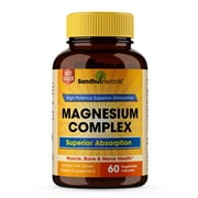Sandhu Herbals Magnesium Complex Vegetarian capsules 60 Ct - Support Muscle,Bone & Nerve Health