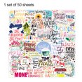 thumbnail image 1 of Wweixi 50pcs Suitcase Sticker PVC Waterproof Laptop Decal English Phrase Refrigerator Decoration Paster, Type 1, 1 of 9