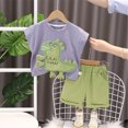 thumbnail image 2 of Coerni Toddler Baby Boy Clothes Dinosaur Short Sleeve Tees Blouses Boys Shorts with Pocket Cute Summer Outfit 2Pcs Set Hawaii Holiday Set, 2 of 9