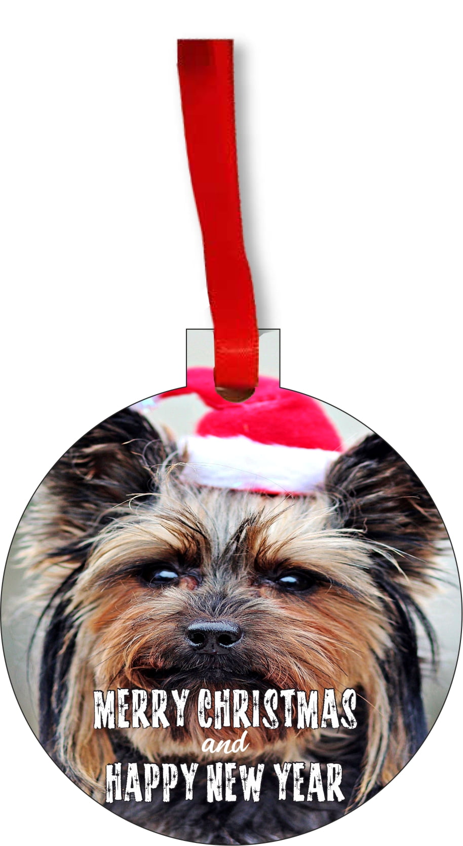 Yorkie Ornament Santa Hat Puppy Yorkie Dog Ornament Christmas DÃ©cor