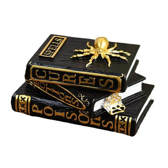 Halloween Witch Spellbook Figurine Resin Craft Decor Spooky Indoor Tabletop Decoration for Home Mantel Fireplace
