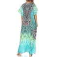 thumbnail image 2 of Sakkas Vicky Women's Casual Long Print Short Sleeve Petit Beach Maxi Caftan Dress - Print-4 - One Size, 2 of 5