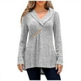 thumbnail image 2 of Hauts Grande Taille pour Femmes, Col en V Décontracté, Manches Longues, Blouse Ample, 2 of 8