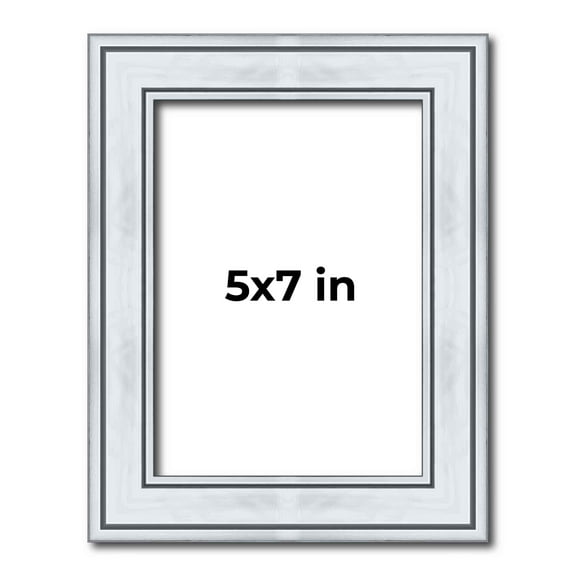 5x7 Frame Sterling Silver Solid Wood Picture Frame | 1.25 Inch Moulding Width | 0.75 Inch Interior