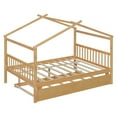 thumbnail image 6 of Full Size House Bed with Trundle, Wooden Playhouse Platform Bed with Roof and Headboard, No Box Spring Needed, Easy Assembly, Natural, 6 of 9