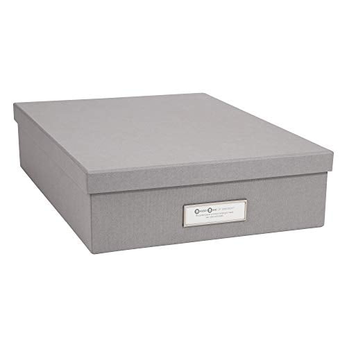 1.8 x 13.2 x 9.3 in Grey Bigso Sven Fiberboard Classic Hinged Document Box 