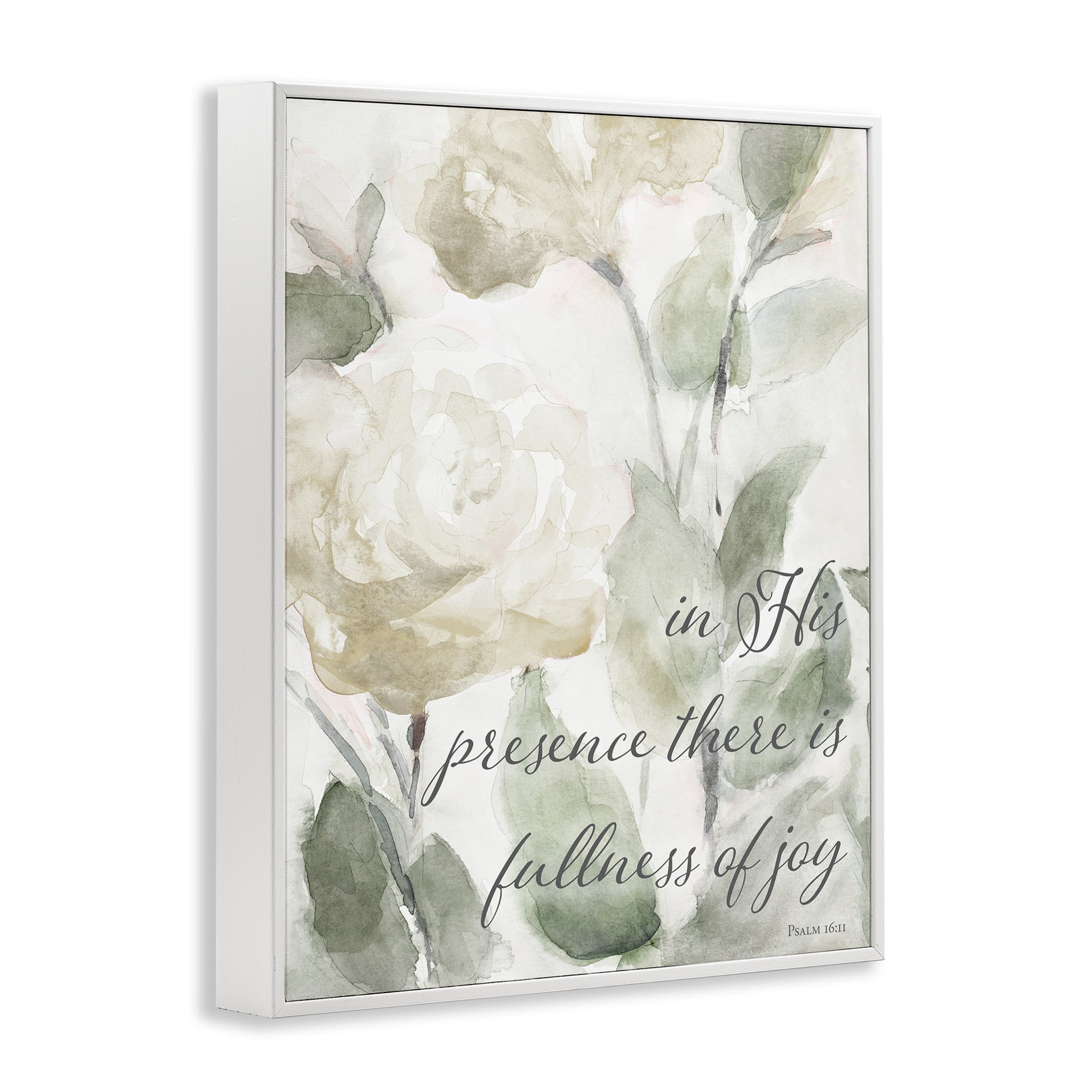Stupell Industries His Presence Floral Scripture White Framed Giclee Art, design by Lanie Loreth