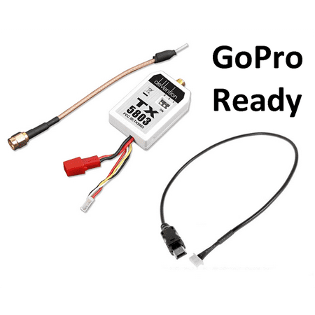 HobbyFlip 5.8GHz Video Transmitter 200mW FPV w/ Cable for TX and Camera Compatible with GoPro Hero 3