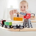 thumbnail image 6 of Hape: Cargo Delivery Loop - Battery Powered Engine, Oval Track Railway Set, Wooden Toy, 3 Magnetic Linking Trains, Crane, Accessories, Kids Ages 3+, 6 of 9