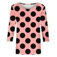 thumbnail image 4 of BVOFAR Women's Polka Dot T-Shirts Casual Crew Neck Tops 3/4 Sleeve Loose Fit Shirts Trendy Comfy Tees 2025, 4 of 5